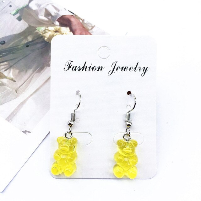 Animal Candy Color 1Pair Drop Earring Colorful Transparency 8 Colors Seaside Cartoon Gifts High Quality Bear Cute Handmade jewelry.