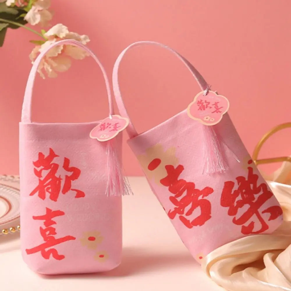 Chinese Style Wedding Candy Bag Flower Velvet Candy Handbag with Tassel Large Capacity Candy Gift Box For Jewelry Candy