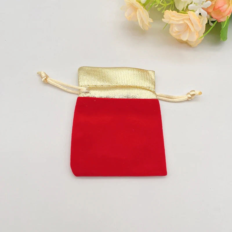 500pcs No Bead Gold Side Velvet Packaging Bag Wedding Sachet Flannel Bags Drawstring Gift Pouches for Jewelry Storage Velvet Bag