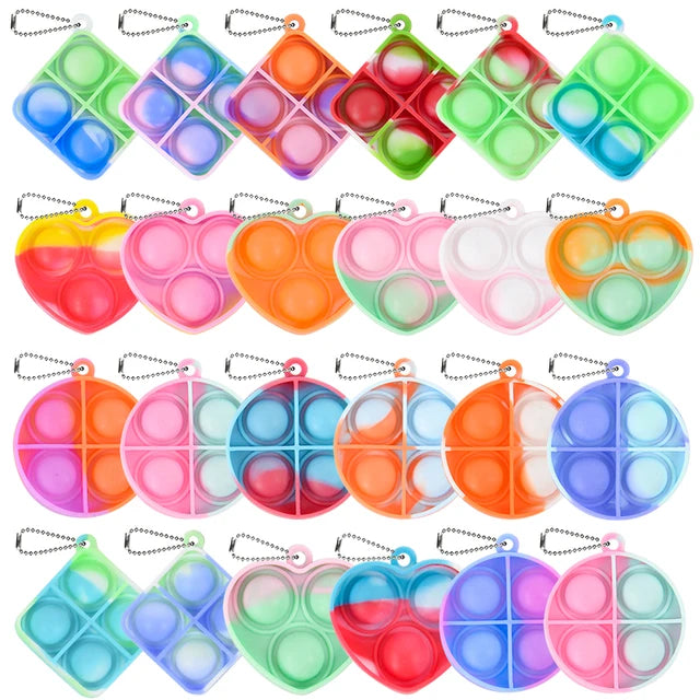 10/20pcs Mini Pop Keychain Toddler Sensory Fidget Toys Bulk Classroom Prizes Kids Birthday Party Favors Gift for Guests