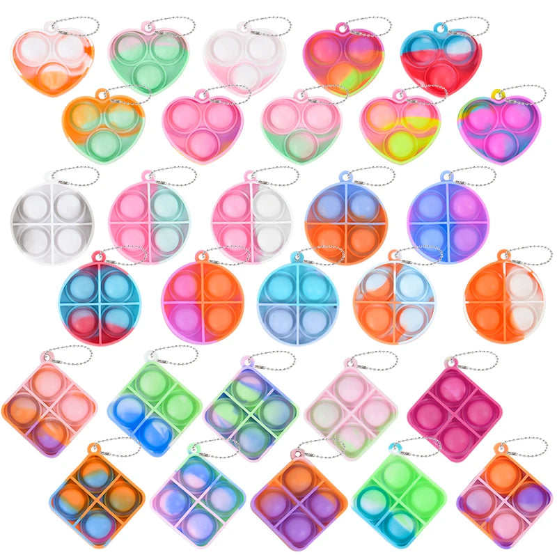 10/20pcs Mini Pop Keychain Toddler Sensory Fidget Toys Bulk Classroom Prizes Kids Birthday Party Favors Gift for Guests