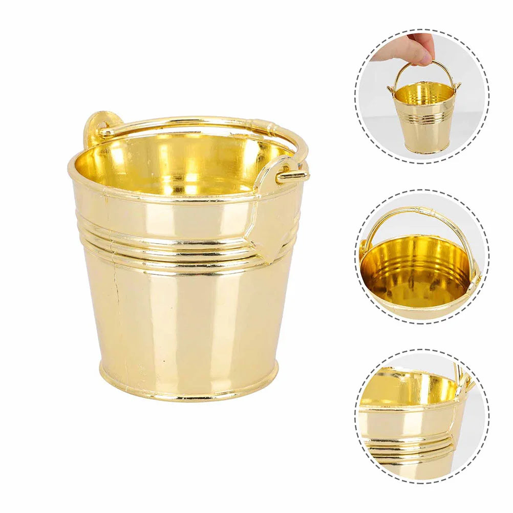 12 Pcs Wedding Candy Box Small Bucket Gift Tin Buckets for Centerpieces Handle Delicate Mini Plastic Barrel