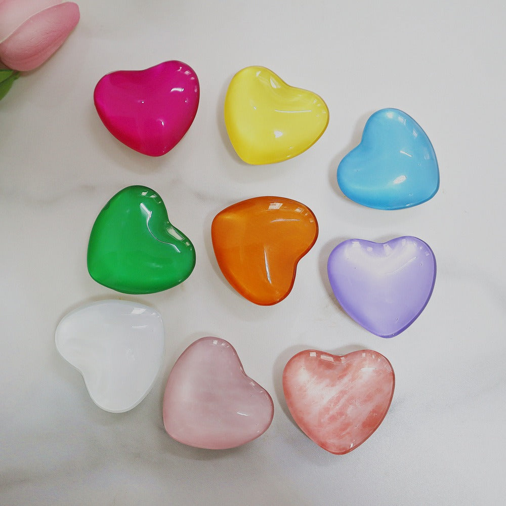 Candy colored heart-shaped stand three-dimensional heart-shaped crystal white stand cute small stand universal