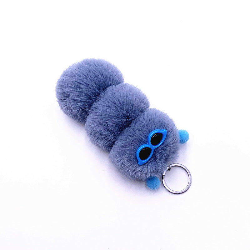 New Cute Caterpillar Key Chain Cute Candy Color Cartoon Plush Bag Pendant Car Key Chain Accessories