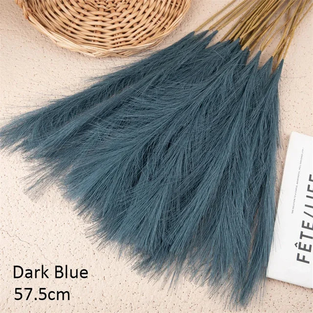 10Pcs Artificial Flower Pampas Grass Fake Plant Reed Wedding Decoration Flowers Blue Pampas Bouquet Boho Decor Home Accessories