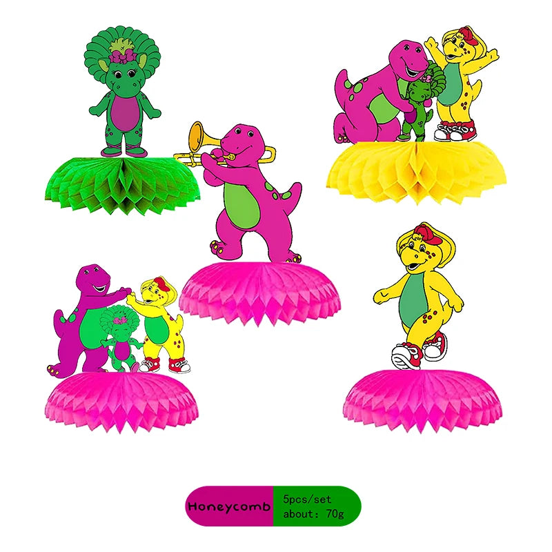 disney Barney Themed Birthday Party DIY Decorations Disposable water bottle label banner cake flag balloon Baby Shower Supplies