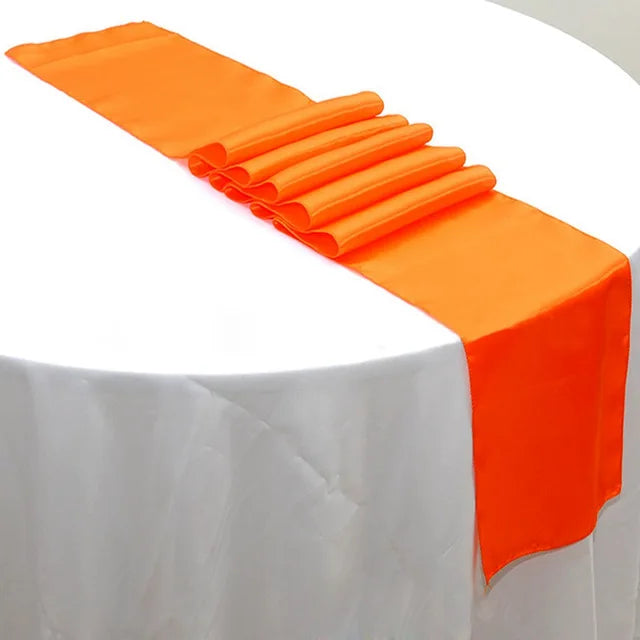 10pcs Shiny Satin Banquet Wedding Table Runners Silk Ribbon Table Flags For Party Hotel Event Decoration