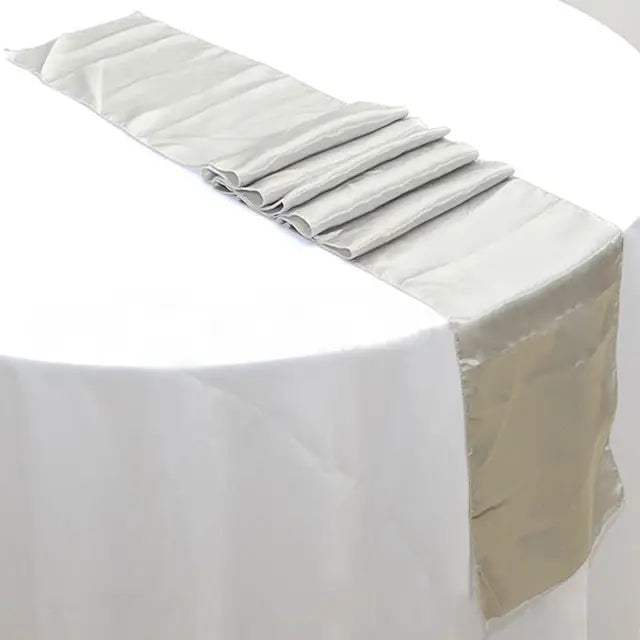 10pcs Shiny Satin Banquet Wedding Table Runners Silk Ribbon Table Flags For Party Hotel Event Decoration