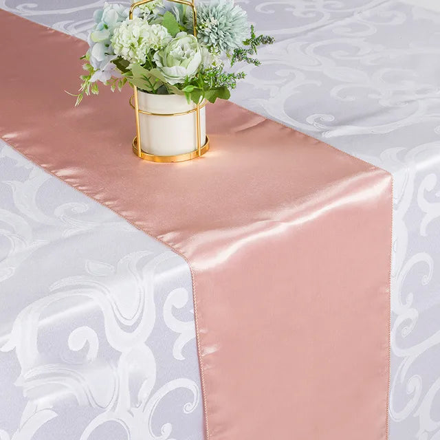 10pcs Shiny Satin Banquet Wedding Table Runners Silk Ribbon Table Flags For Party Hotel Event Decoration