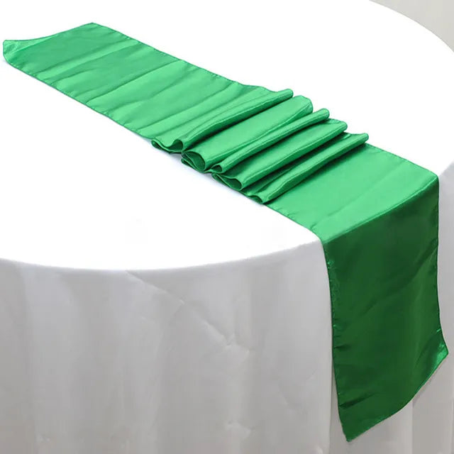 10pcs Shiny Satin Banquet Wedding Table Runners Silk Ribbon Table Flags For Party Hotel Event Decoration