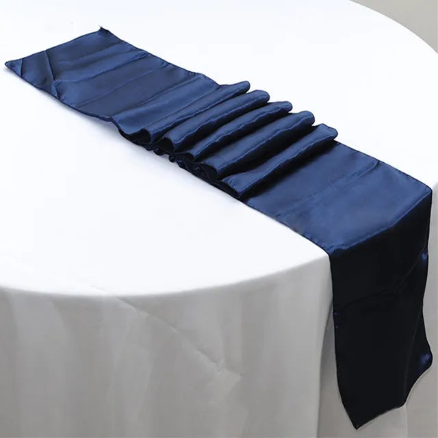 10pcs Shiny Satin Banquet Wedding Table Runners Silk Ribbon Table Flags For Party Hotel Event Decoration