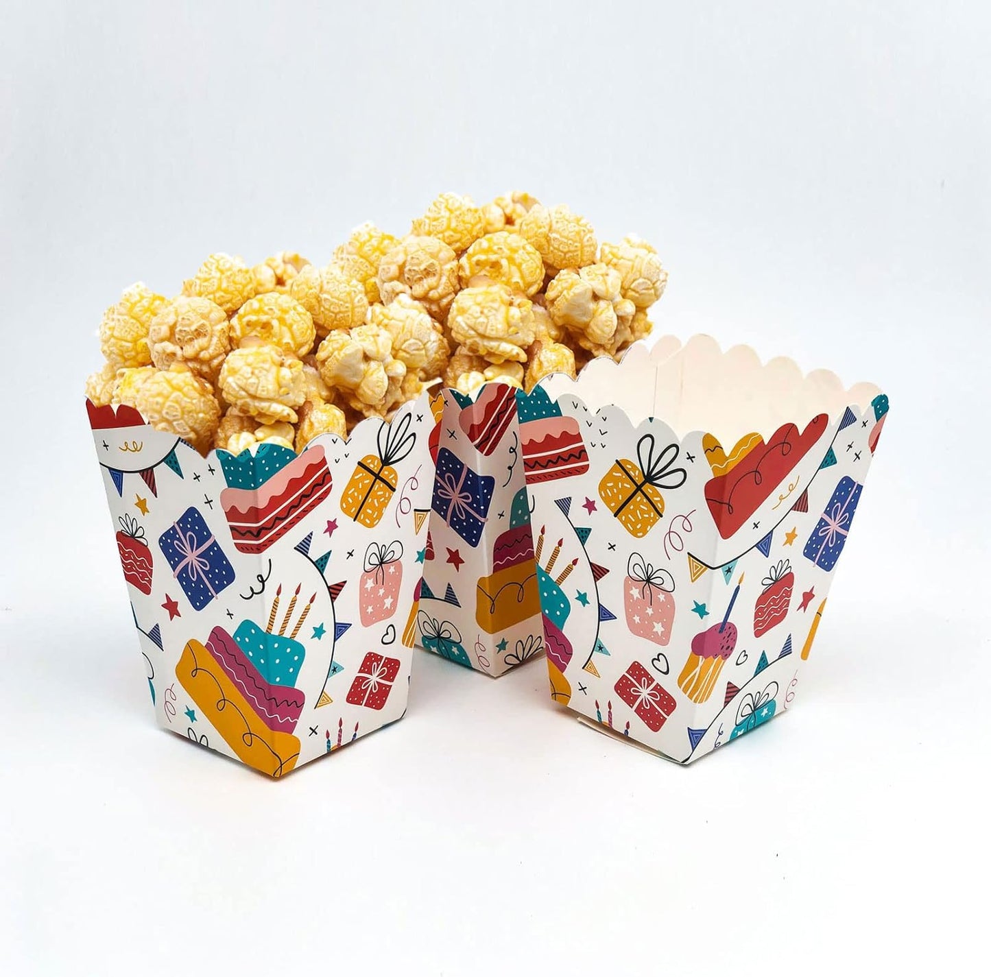 Birthday Party Popcorn Boxes Birthday Themed Mini Paper Popcorn Box Cardboard Candy Party Favor Boxes,24Pcs