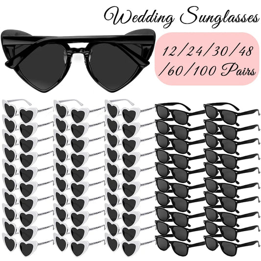 12-100Pairs Heart Sunglasses Bulk Wedding Party Favors for Guests Bachelorette Hen Party Fun Glasses Team Bride Bridesmaids Gift