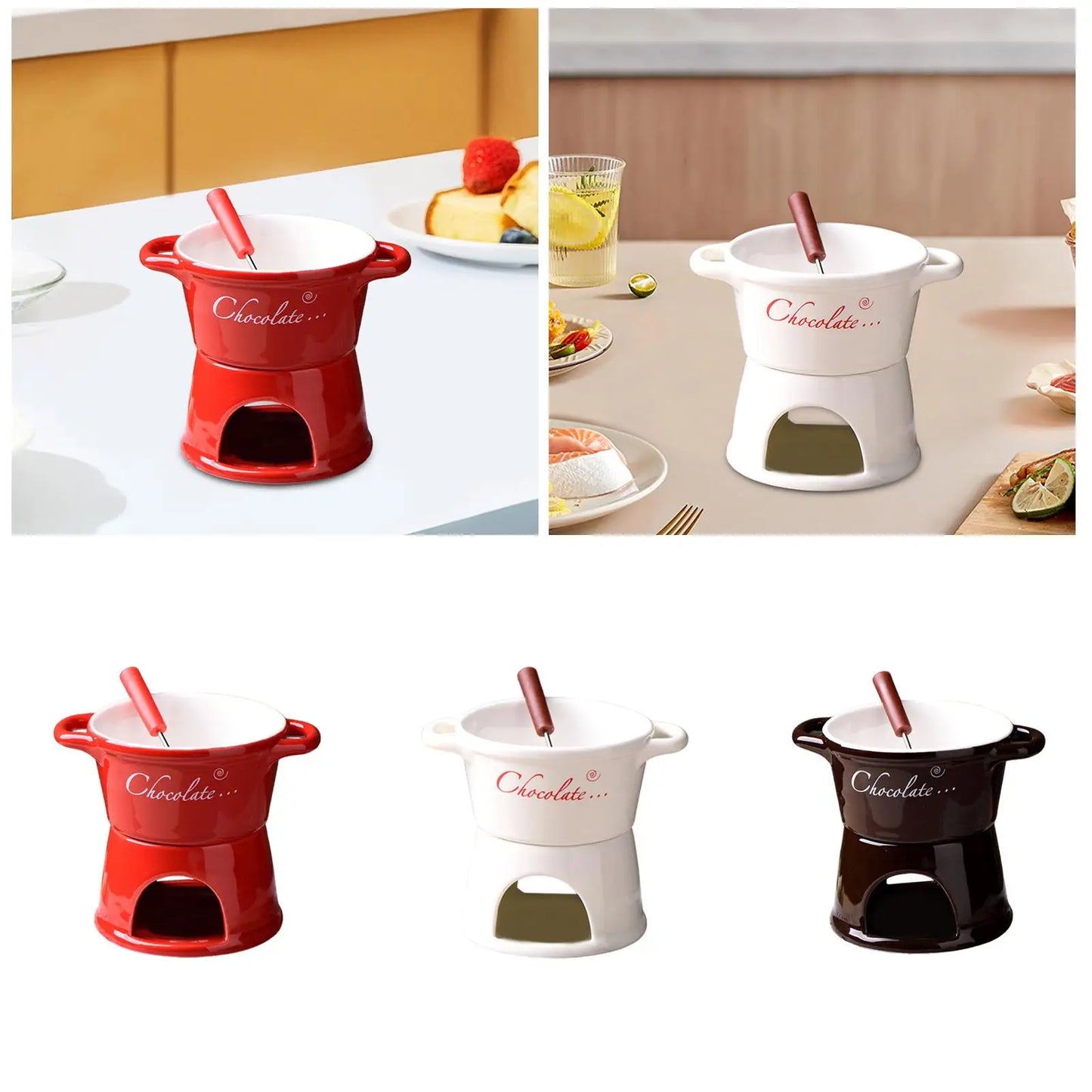 Chocolate Fondue Pot Chocolate Melter Pot Kitchen Appliances Cookware Cheese Fondue Pot for Candy Party Cheese Snack Dessert