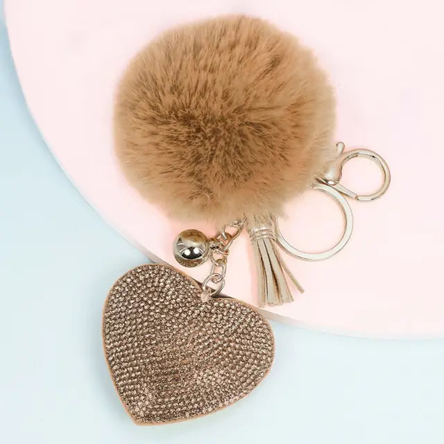 1PC Crystal Round Ball Keychain Female Stylish Portable Full Rhinestone Leather Strass Lanyard Bag Charms Pendant Car Key Ring