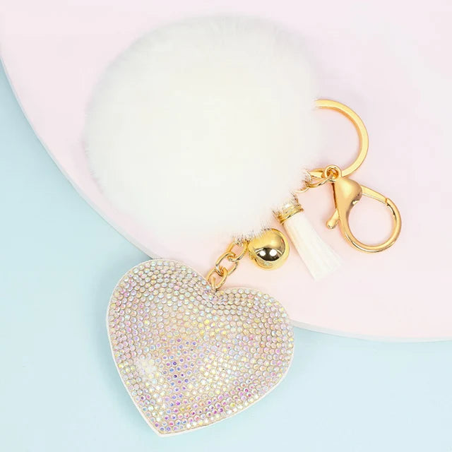 1PC Crystal Round Ball Keychain Female Stylish Portable Full Rhinestone Leather Strass Lanyard Bag Charms Pendant Car Key Ring