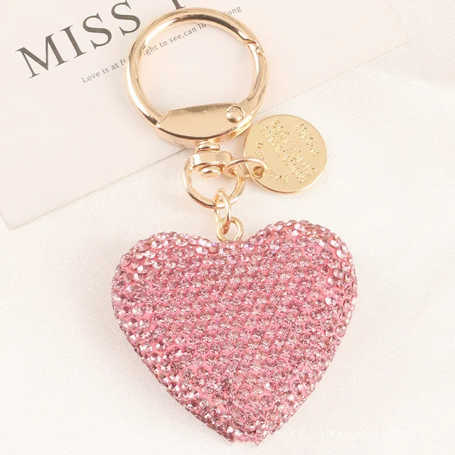 1PC Crystal Round Ball Keychain Female Stylish Portable Full Rhinestone Leather Strass Lanyard Bag Charms Pendant Car Key Ring