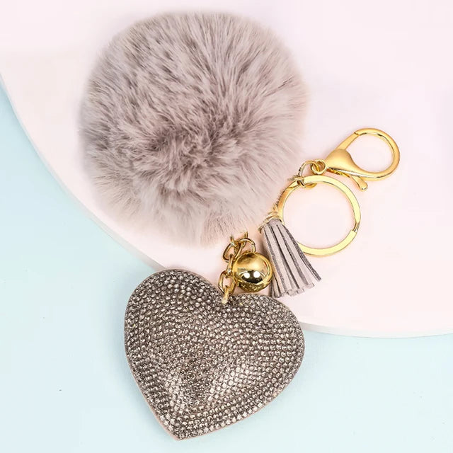 1PC Crystal Round Ball Keychain Female Stylish Portable Full Rhinestone Leather Strass Lanyard Bag Charms Pendant Car Key Ring