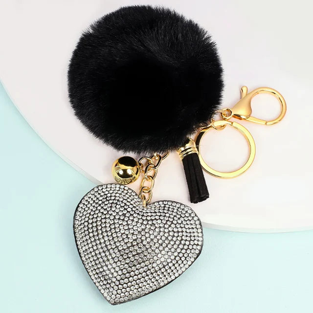 1PC Crystal Round Ball Keychain Female Stylish Portable Full Rhinestone Leather Strass Lanyard Bag Charms Pendant Car Key Ring