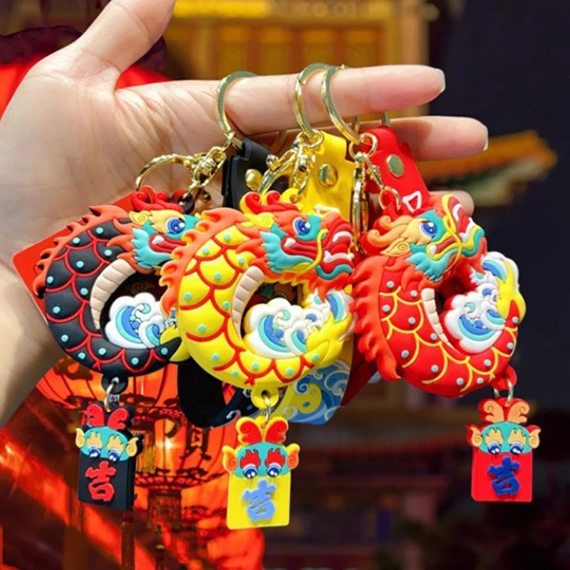 1PC Red Key Chain New Year Keychain Cute Dragon Keychains Hanging Accessories Decors Chinese Dragon Year Key Chain Luck Gift