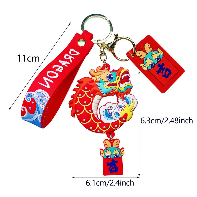 1PC Red Key Chain New Year Keychain Cute Dragon Keychains Hanging Accessories Decors Chinese Dragon Year Key Chain Luck Gift