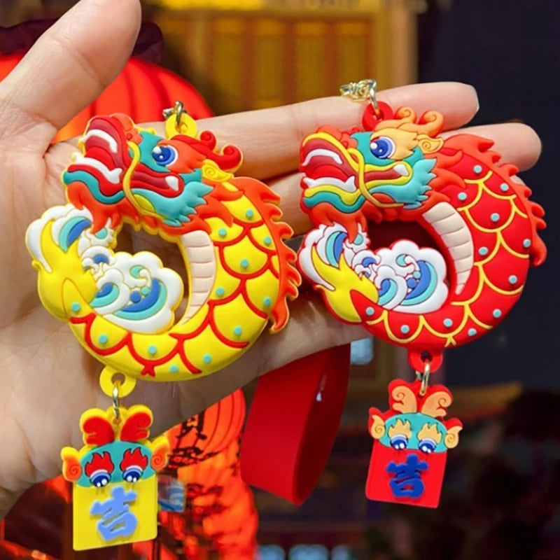 1PC Red Key Chain New Year Keychain Cute Dragon Keychains Hanging Accessories Decors Chinese Dragon Year Key Chain Luck Gift