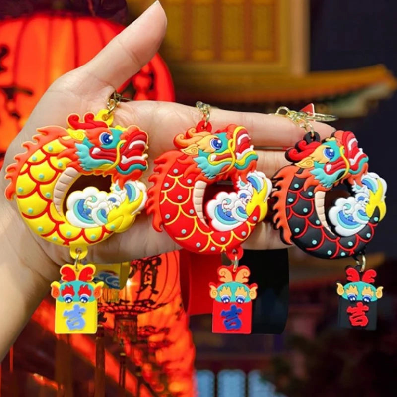 1PC Red Key Chain New Year Keychain Cute Dragon Keychains Hanging Accessories Decors Chinese Dragon Year Key Chain Luck Gift