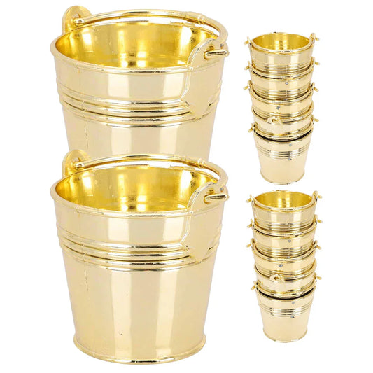 12 Pcs Wedding Candy Box Small Bucket Gift Tin Buckets for Centerpieces Handle Delicate Mini Plastic Barrel