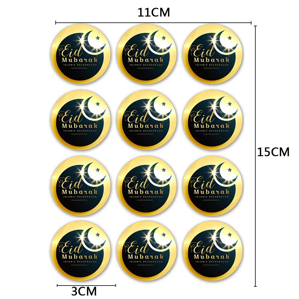 12pcs Eid Mubarak Gift Bags with Stickers Cookie Candy Packaging Box Islamic Festival Ramadan Mubarak Eid al-Fitr Party Supplies