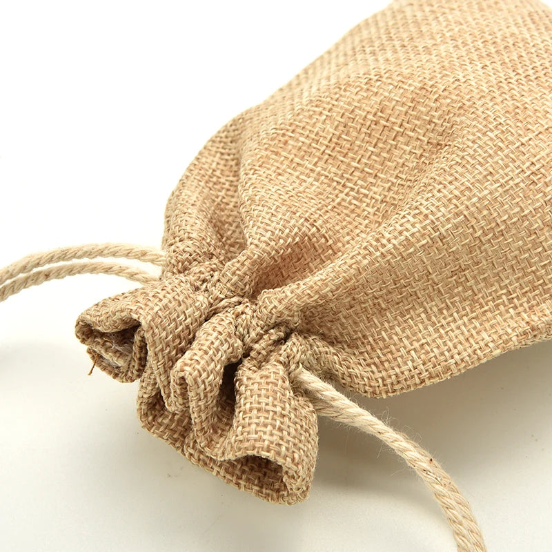 Mini Rustic Burlap Pouch Sack  Drawstring Gift Jewelry Pouches Bags for Wedding Favors Christmas Rustic