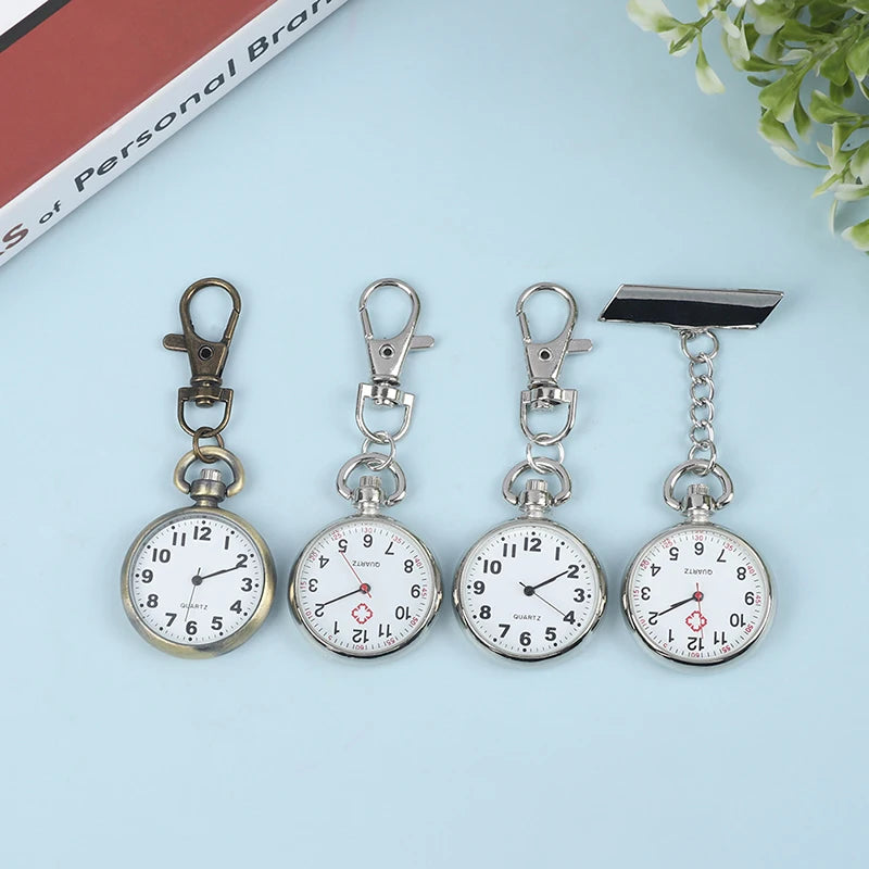 1pcs Retro Quartz Vintage Pocket Watch Movement Keychain Keyring Round Dial Key Chains