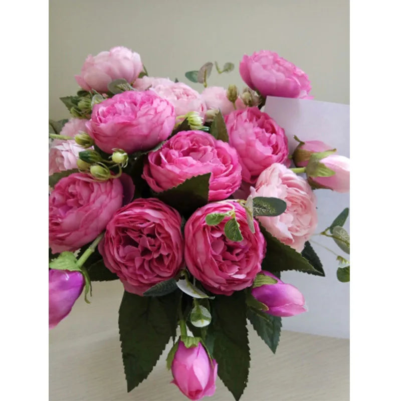 2018 Silk Rose Peony Artificial Flowers Beautiful Flores Bouquet for Wedding Party Home Decoration Mariage Fake Flowers A49B25