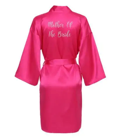 2019 Silk Satin Bridesmaid Sexy Robes Bridal Bath Robe Hot Pink Robes Wedding Silver Matte Printing White Bathrobe Short