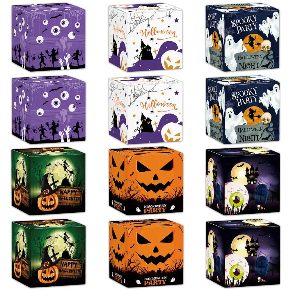 Pumpkin Printed Halloween Gift Boxes Gifts Packaging Party Decor Favours Sweet Biscuit Candy Box Festive Supplies DIY Cookie Box