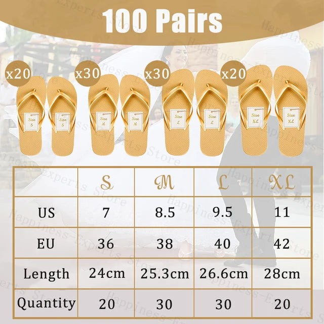 24-120 Pairs Wedding Flip Flops for Guests Bulk Hotel Spa Wedding Sandals Slippers With Size Favors Wedding Favors for Guests