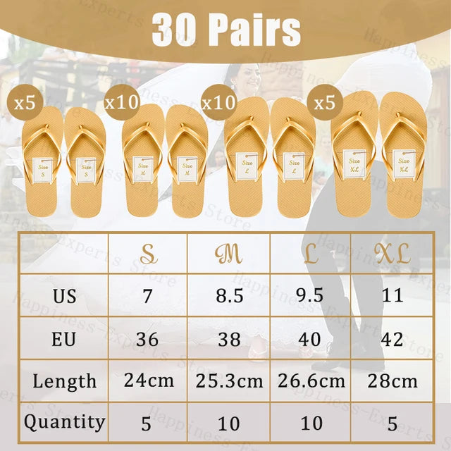 24-120 Pairs Wedding Flip Flops for Guests Bulk Hotel Spa Wedding Sandals Slippers With Size Favors Wedding Favors for Guests