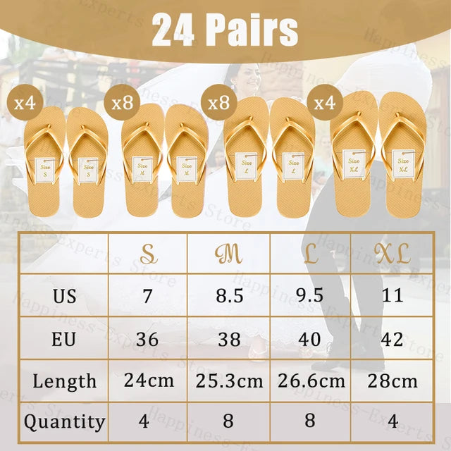 24-120 Pairs Wedding Flip Flops for Guests Bulk Hotel Spa Wedding Sandals Slippers With Size Favors Wedding Favors for Guests