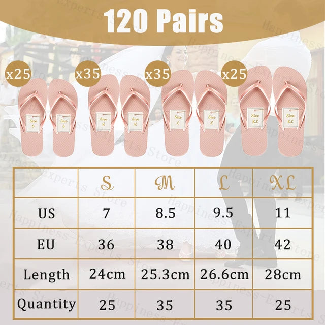 24-120 Pairs Wedding Flip Flops for Guests Bulk Hotel Spa Wedding Sandals Slippers With Size Favors Wedding Favors for Guests