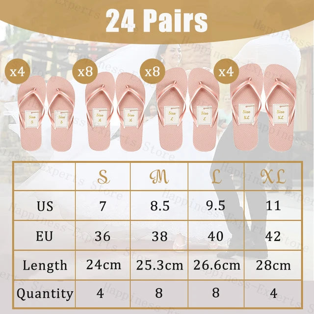 24-120 Pairs Wedding Flip Flops for Guests Bulk Hotel Spa Wedding Sandals Slippers With Size Favors Wedding Favors for Guests