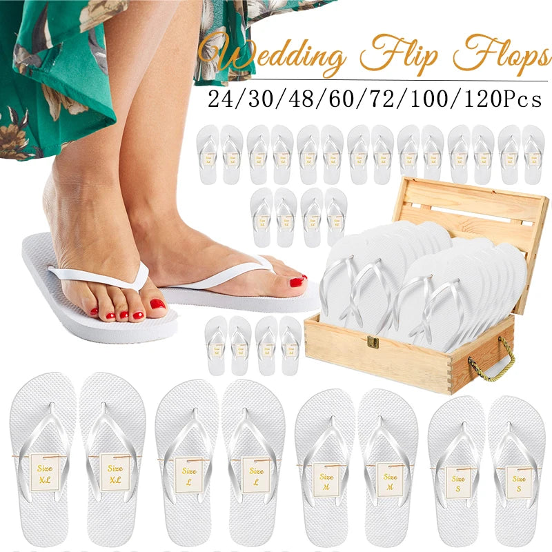 24-120 Pairs Wedding Flip Flops for Guests Bulk Hotel Spa Wedding Sandals Slippers With Size Favors Wedding Favors for Guests