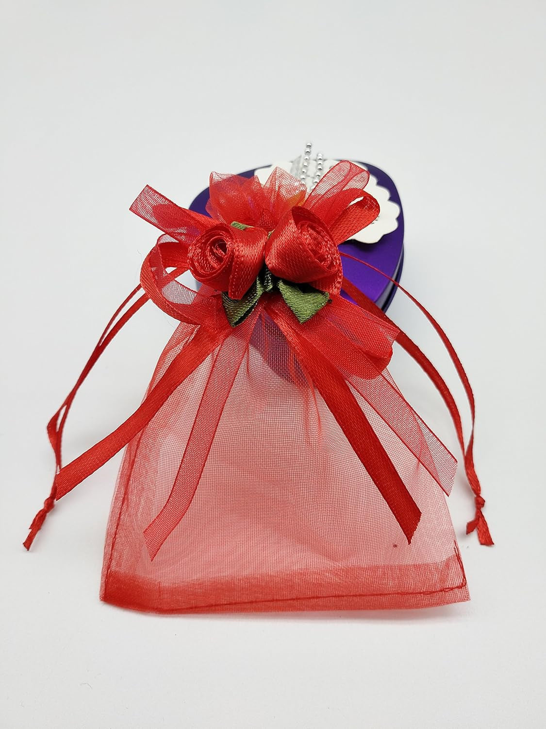 50Pcs Sheer Organza Favor Bags for Wedding 3.8X4.8'' Gift Bags Samples Display Drawstring Rose Pouches (Hot Red)