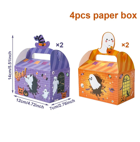 4Pcs Halloween Gift Boxes Halloween Candy Cookie Boxes Pumpkin Paper Packaging for Kids Trick or Treat Halloween Decoration 2024