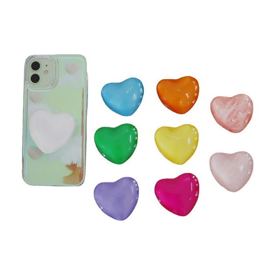 Candy colored heart-shaped stand three-dimensional heart-shaped crystal white stand cute small stand universal