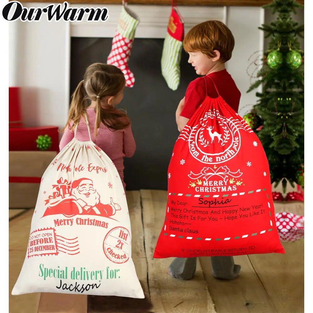 Warm Christmas Large Santa Sack Felt Candy Gifts Bag Canvas Storage Bags Kids Christmas Decoration New Year 2023 50*70cm