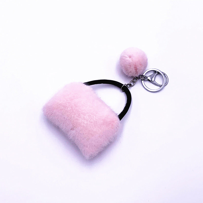 Candy Color Bag Key Chain Cute Plush Car Key Chain Creative Couple Pendant Gift Hair Ball Hanging Accessories