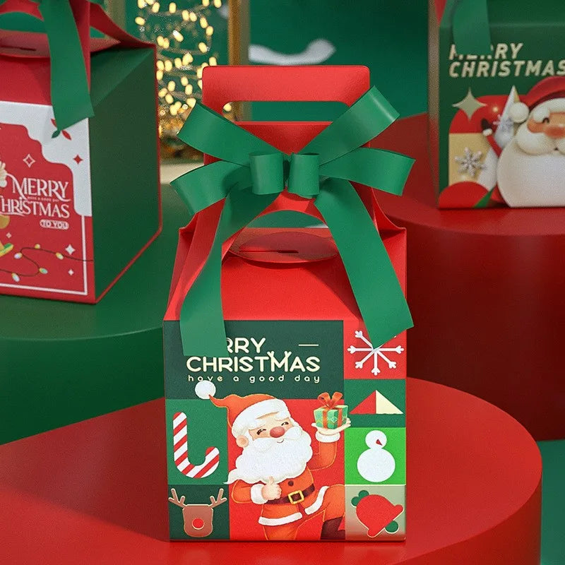 Merry Christmas Candy Paper Box Santa Elk Handheld Gift Packaging Box Christmas Decoration for Home Happy New Year 2025