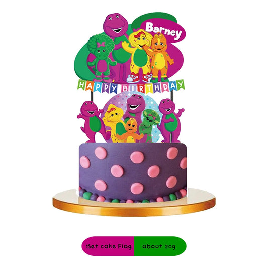 disney Barney Themed Birthday Party DIY Decorations Disposable water bottle label banner cake flag balloon Baby Shower Supplies