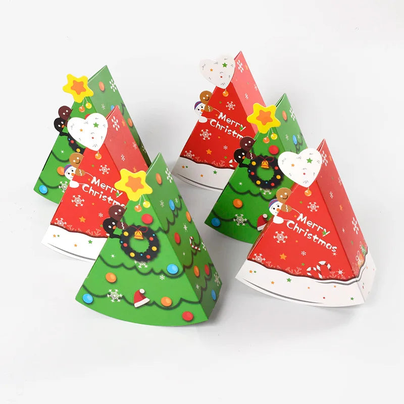 6pcs Christmas Tree Shape Candy Gift Box cake shape Cookie Snack Baking Packaging Box Xmas Treat Party Favors 2025 New Year