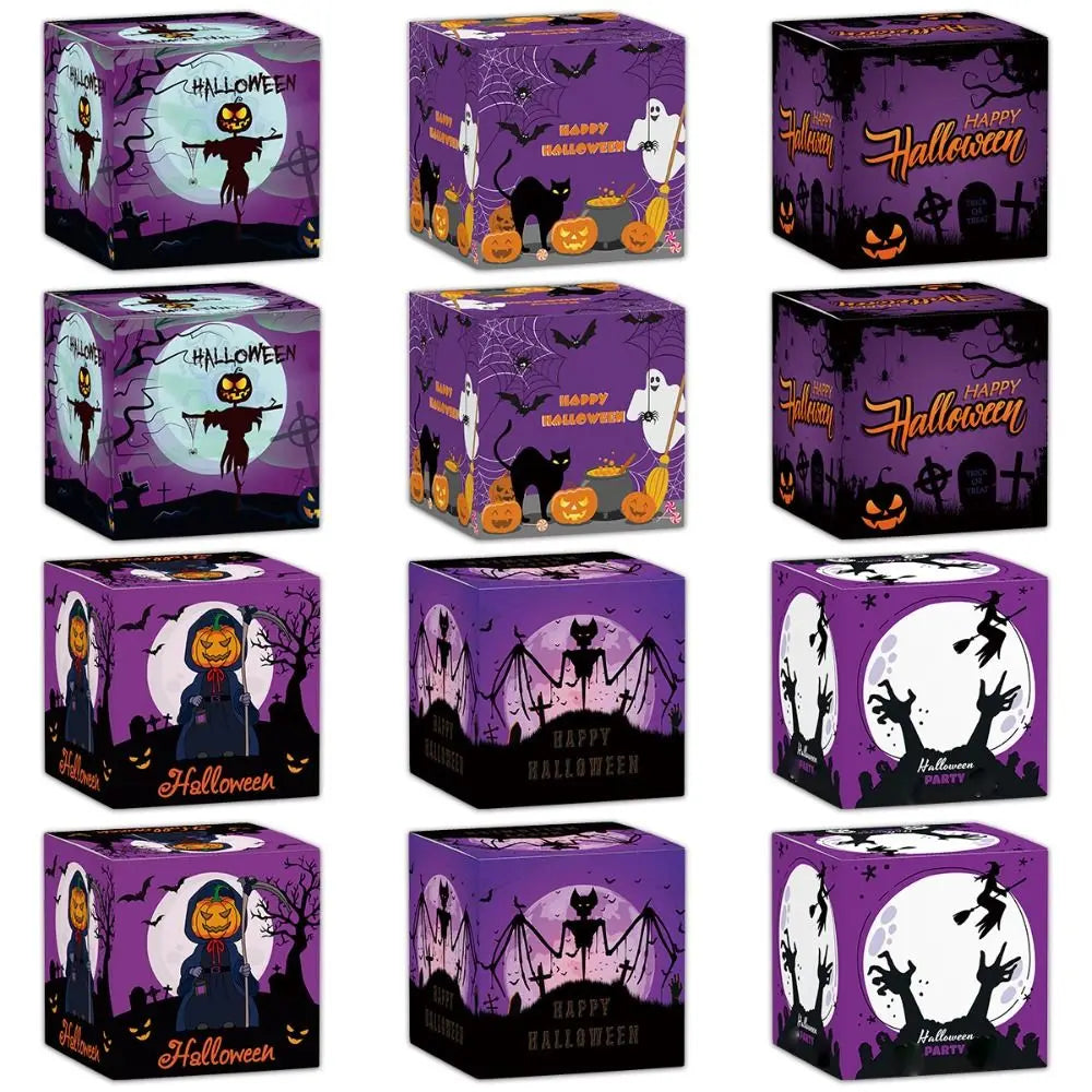 Pumpkin Printed Halloween Gift Boxes Gifts Packaging Party Decor Favours Sweet Biscuit Candy Box Festive Supplies DIY Cookie Box