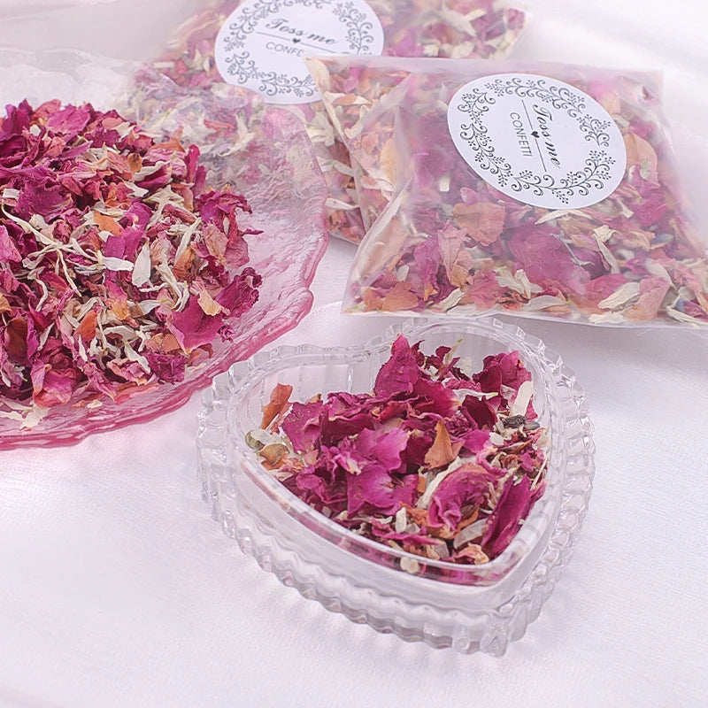 Natural Wedding Dried Flower Rose Petals Confetti Pop Bridal Shower Birthday Party DIY Decor Biodegradable Handmade Accessories